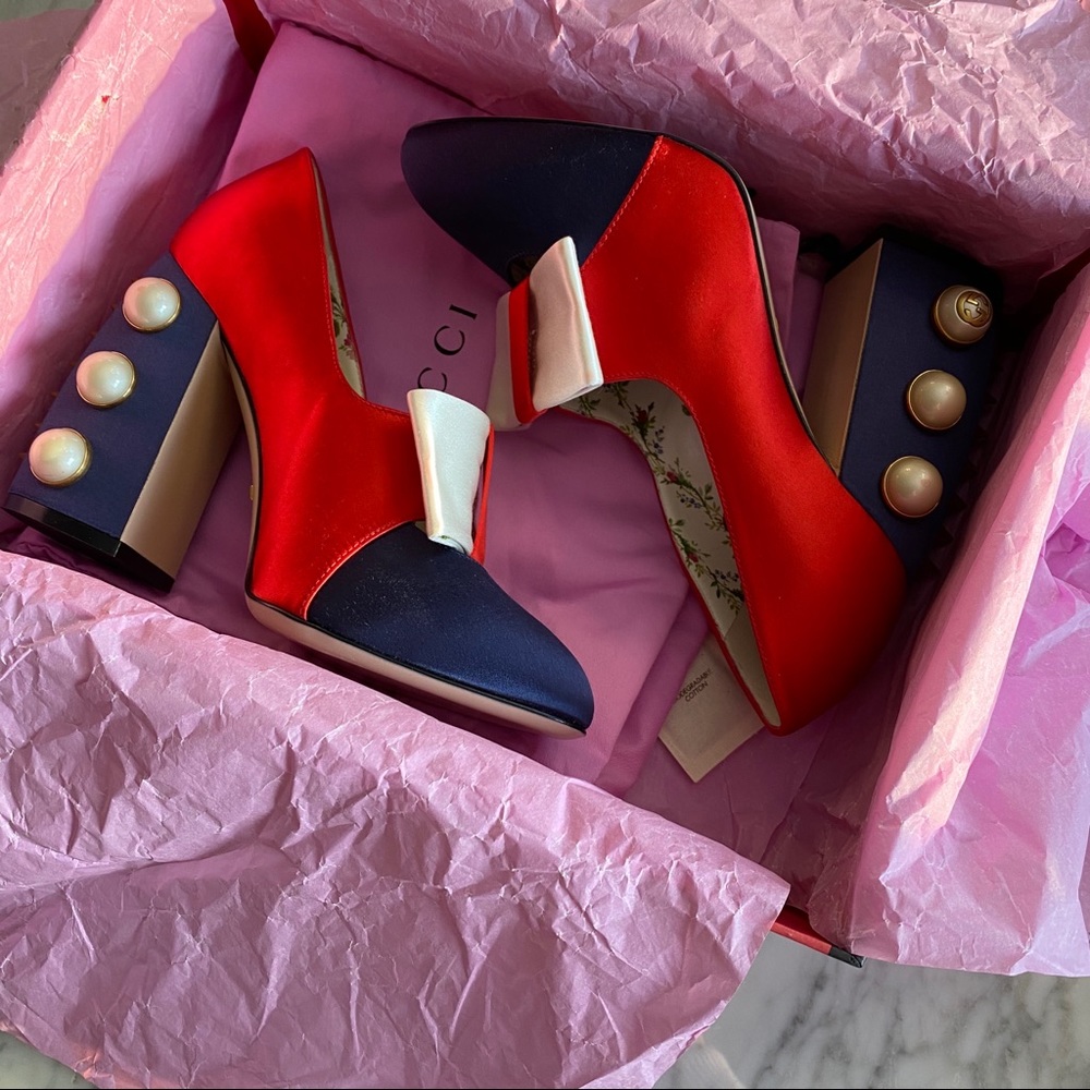 ❌SOLD❌Gucci Luna Colorblock Bow 110mm Pump - Picture 4 of 8